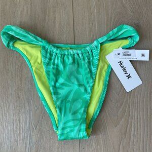 NEW Hurley Womens XL Marina Rib Cheeky Bikini Bottom Jade Swimsuit